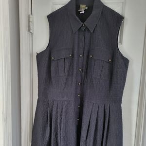 Navy, sleeveless, lined dress